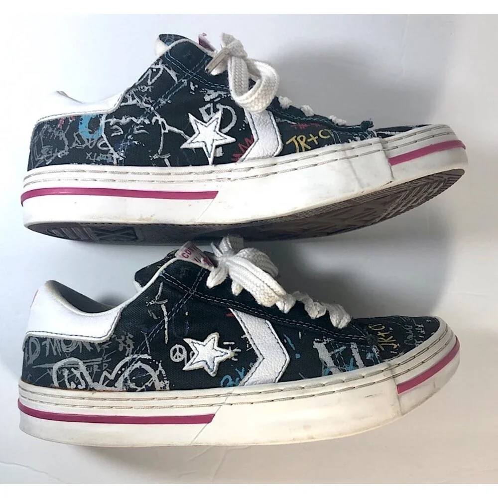 Converse Graffiti US Men Size 5,Wom 7Black w/pink Street Art -Unisex